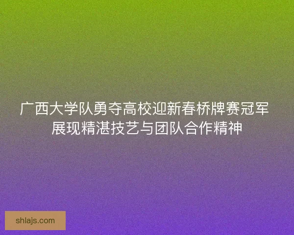 广西大学队勇夺高校迎新春桥牌赛冠军 展现精湛技艺与团队合作精神